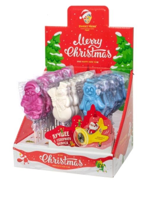 Карамель леденцовая &quot;Новогодние персонажи&quot;, 30г х 36шт (земляника, персик, лесные ягоды) 