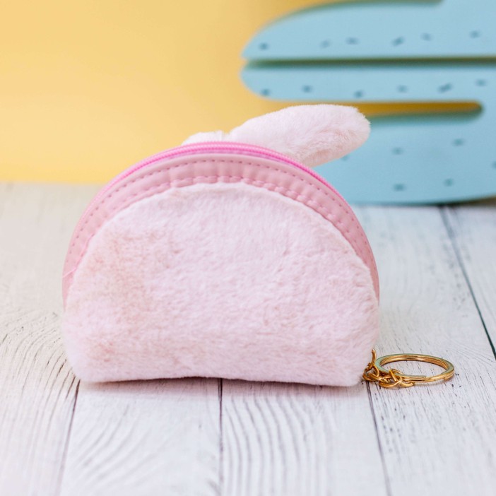 Кошелёк меховой "Face animal", hare pink 