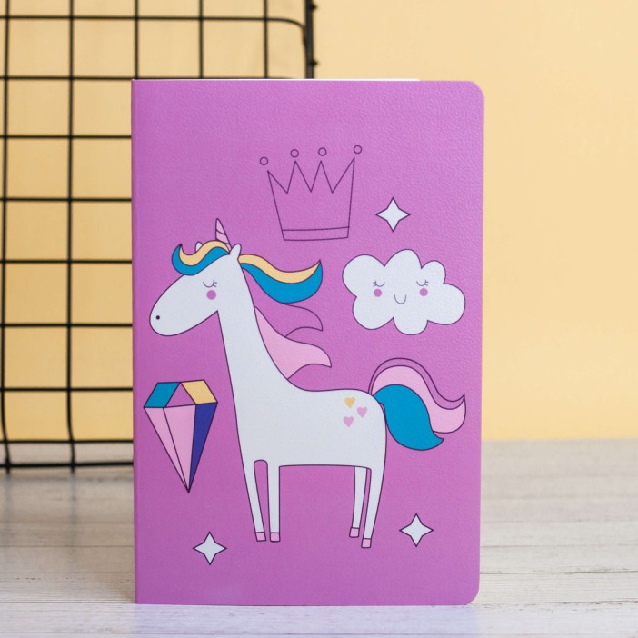 Тетрадь (A5) &quot;Sleeping unicorn and clouds&quot;, purple (13.5*20.5) 