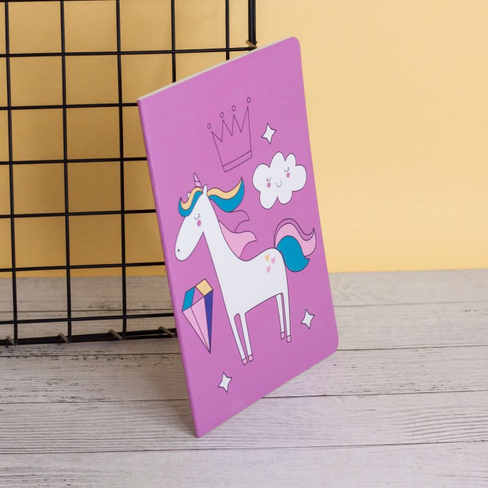 Тетрадь (A5) &quot;Sleeping unicorn and clouds&quot;, purple (13.5*20.5) 