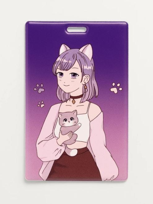 Держатель для карт Аниме &quot;Cute cat Girl&quot; (6,5 х 10,4 см) 