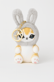 Плюшевый брелок "Cat hare hat", grey, 10 см