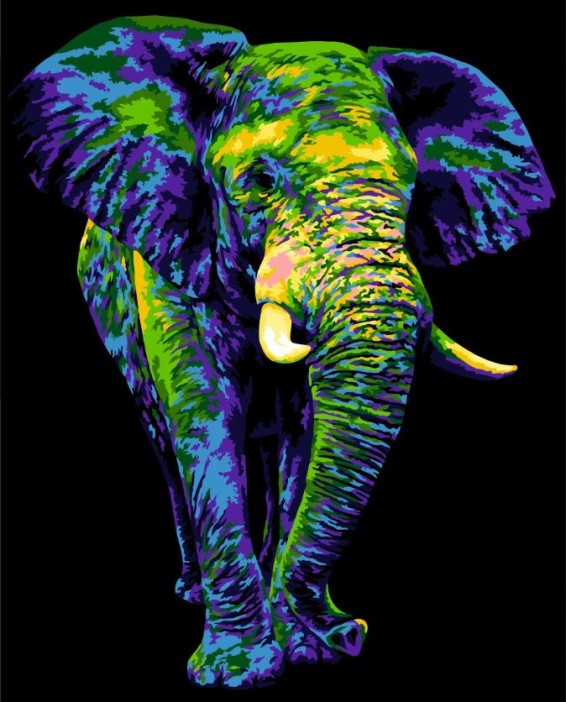 Картина по номерам 40*50 &quot;Таинственный слон&quot; (15 цветов) 