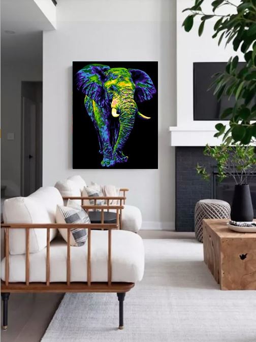 Картина по номерам 40*50 &quot;Таинственный слон&quot; (15 цветов) 