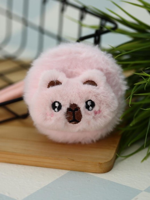 Плюшевое раскладное зеркало брелок "Capybara", розовое (7*7 см) 