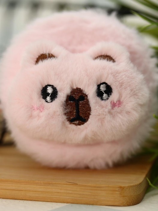 Плюшевое раскладное зеркало брелок "Capybara", розовое (7*7 см) 