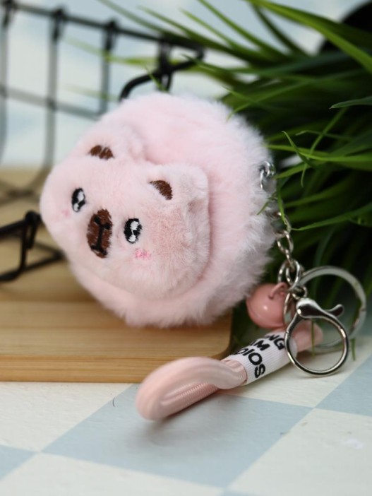 Плюшевое раскладное зеркало брелок "Capybara", розовое (7*7 см) 