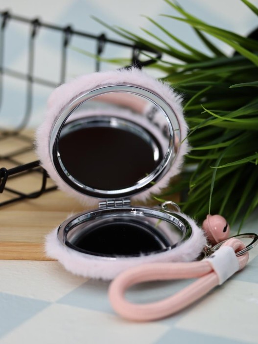 Плюшевое раскладное зеркало брелок "Capybara", розовое (7*7 см) 