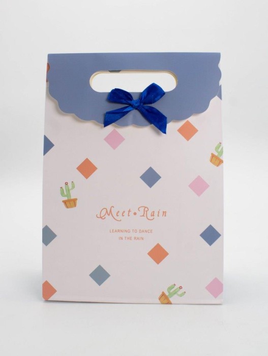 Пакет подарочный (M) &quot;Colorful diamonds&quot;, white (19x 9 x 27) 