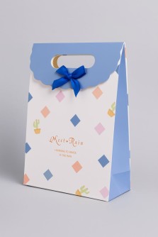 Пакет подарочный (M) "Colorful diamonds", white (19x9x27)