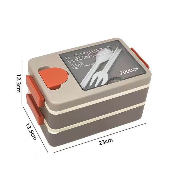 Ланчбокс "Food time", orange-grey (ложка+вилка) 