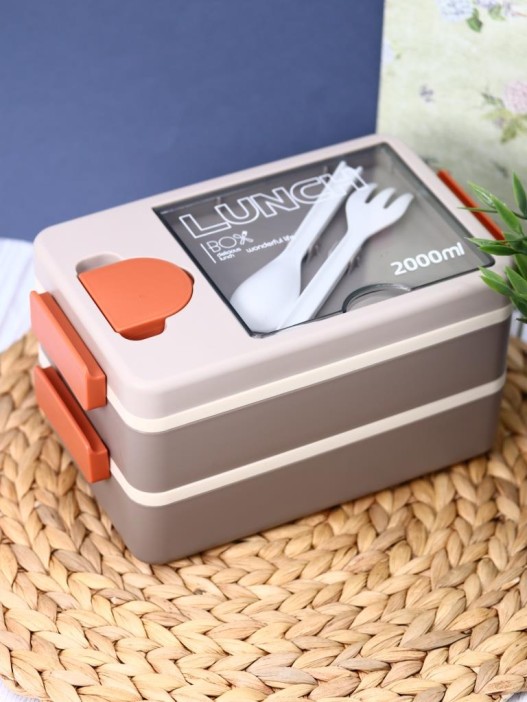 Ланчбокс "Food time", orange-grey (ложка+вилка) 