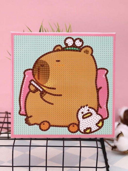 Алмазная мозаика на подрамнике Draw Me! «Capybara is resting», (20*20 см) 