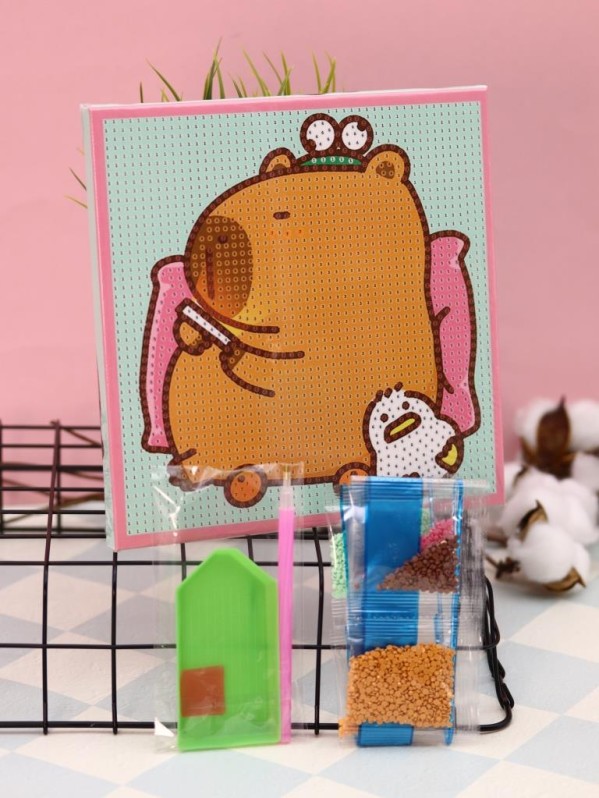 Алмазная мозаика на подрамнике Draw Me! "Капибара отдыхает", (20*20 см)