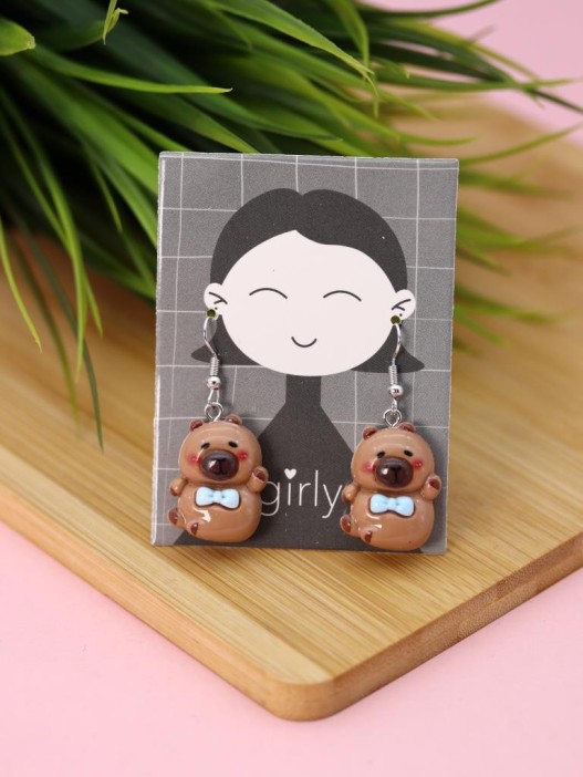 Серьги акриловые GIRLY &quot;Capybara with decoration&quot; 
