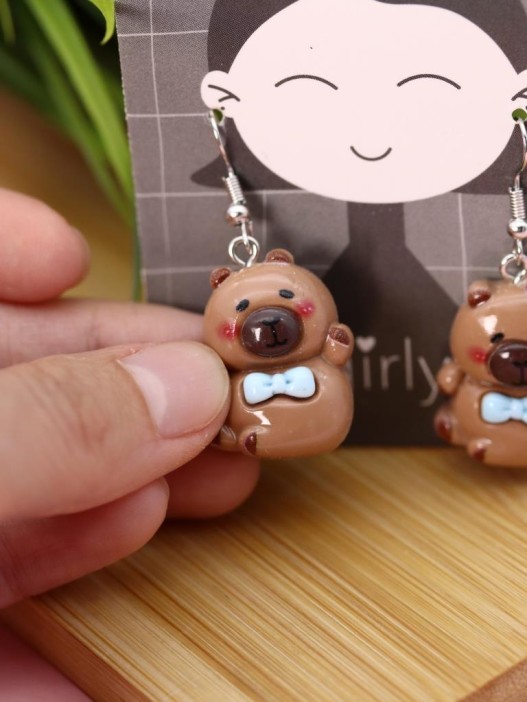 Серьги акриловые GIRLY &quot;Capybara with decoration&quot; 