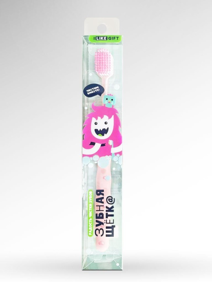 Зубная щётка для взрослых iLikeGift "Soft paw", pink (19 см)