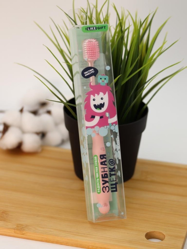 Зубная щётка для взрослых iLikeGift "Soft paw", pink (19 см)