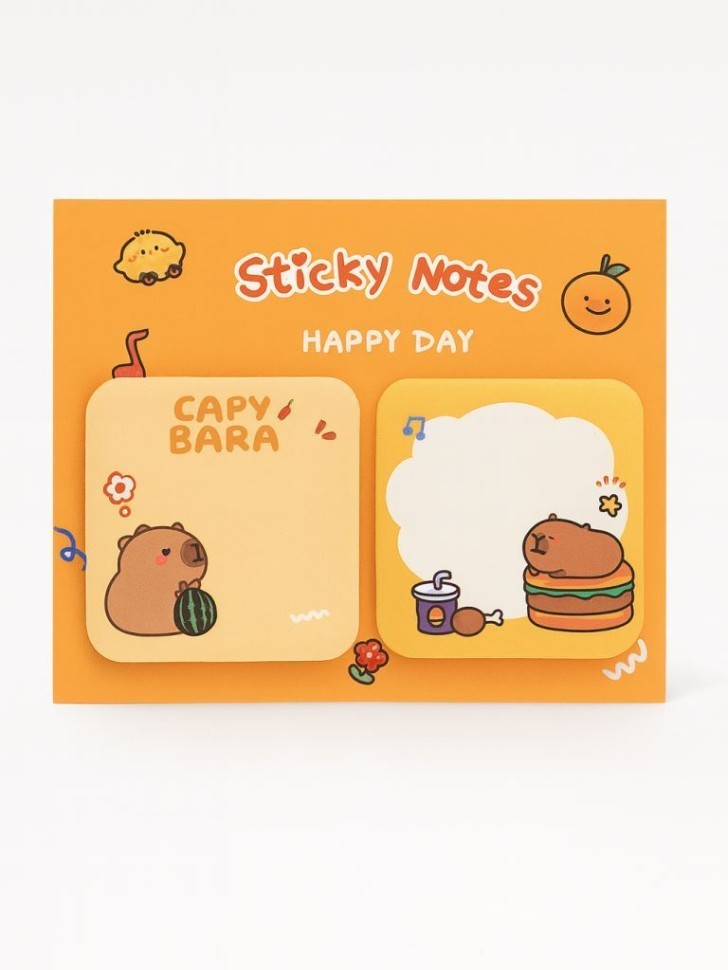 Блок для заметок "Fast food with capybara", 30 л. 5*5 см
