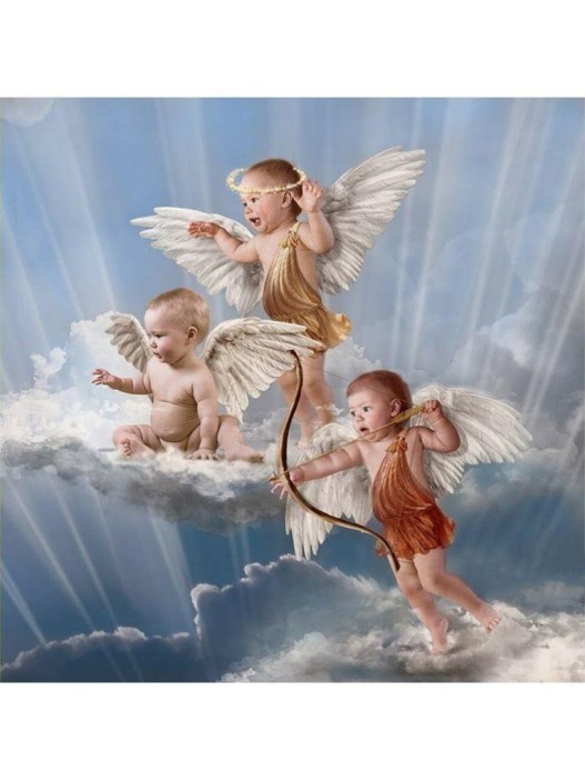 Алмазная мозаика без подрамника &quot;Три ангелочка&quot;, 30х40 см 