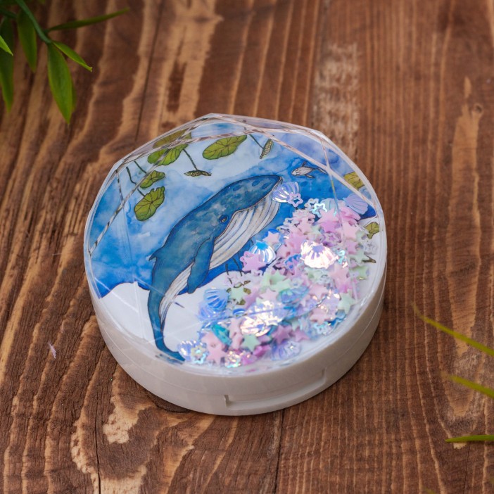 Контейнер для линз «Whale», white leaves 