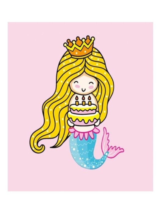 Алмазная мозаика без подрамника &quot;Русалочка с тортом&quot;, 15х20 см 