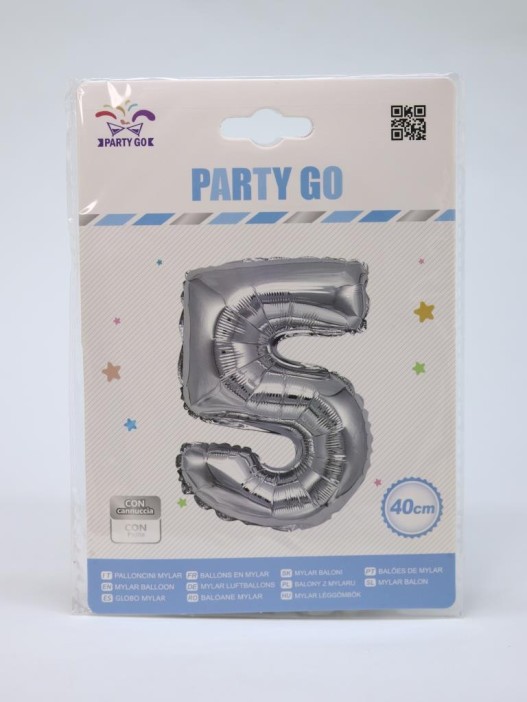 Шар фольгированный &quot;Milestone moments&quot; цифра 5, хром (40 см) 