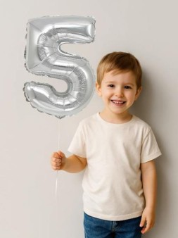 Шар фольгированный "Milestone moments" цифра 5, хром (40 см)