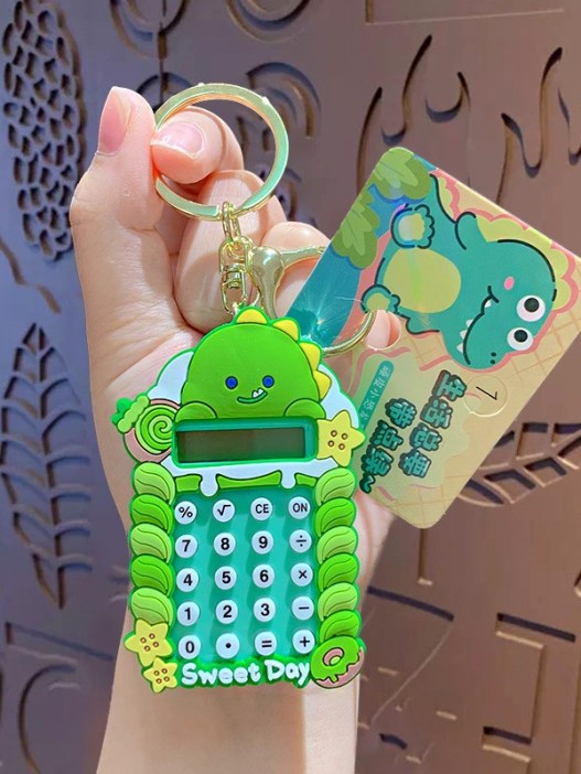 Брелок-калькулятор "Динозавр хулиган", зеленый 