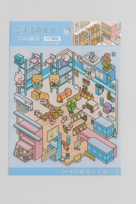 Наклейки для творчества румбокс "Продуктовый магазин", голубые 