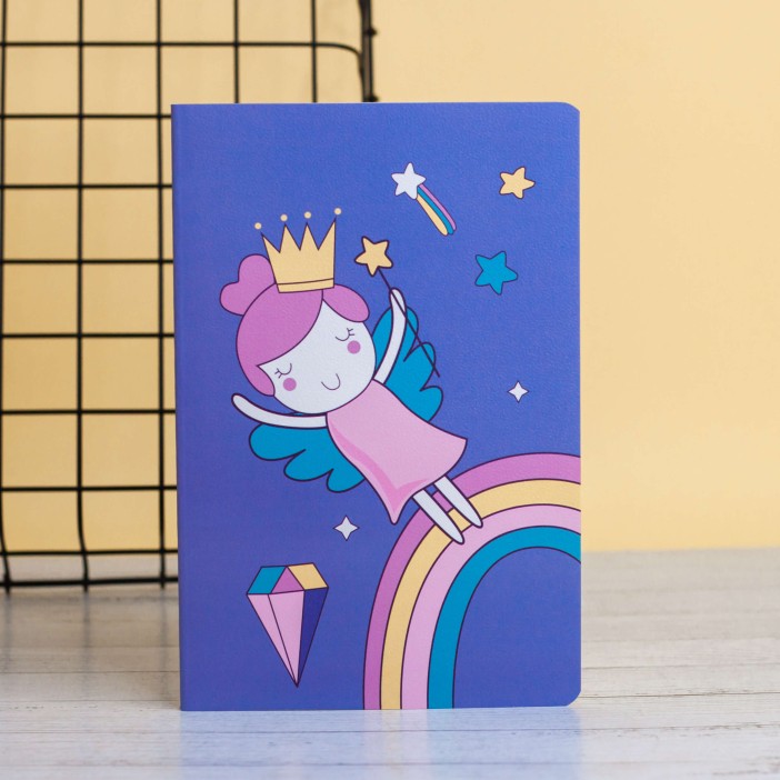Тетрадь (A5) &quot;Sleeping rainbow princess&quot;, blue (13.5*20.5) 
