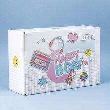 Коробка складная подарочная "HAPPY B DAY", white (28х18,5х9,5 см)