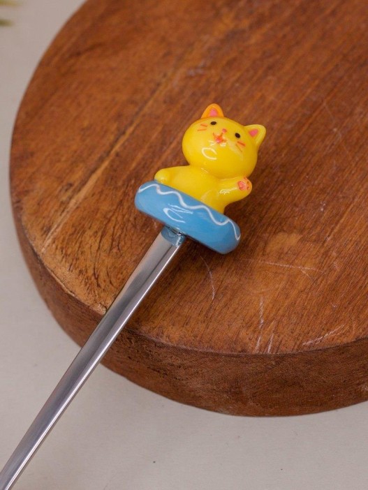 Ложка десертная &quot;Funny cat&quot;, yellow 