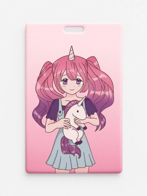 Держатель для карт Аниме &quot;I&#039;m unique unicorn girl&quot; (6,5 х 10,4 см) 