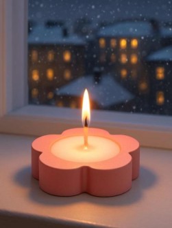 Свеча декоративная с подсвечником "Цветок" (8,5х8,5х2 см)