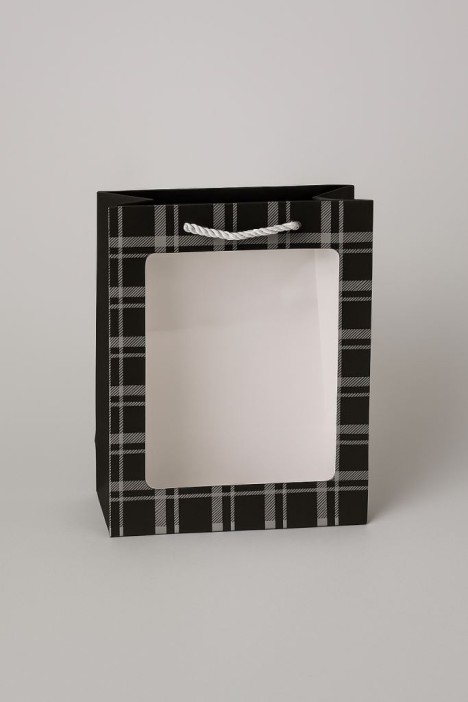 Пакет подарочный  (XS) &quot;Elegant plaid&quot;, black (14.5*19.5*10) 