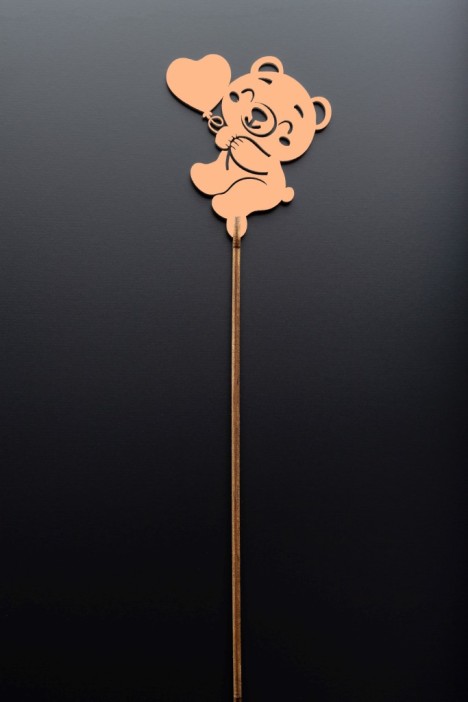 Топпер 5 шт &quot;Мишка с сердцем&quot; №49, персиковый, фанера (72*80*4 мм) 