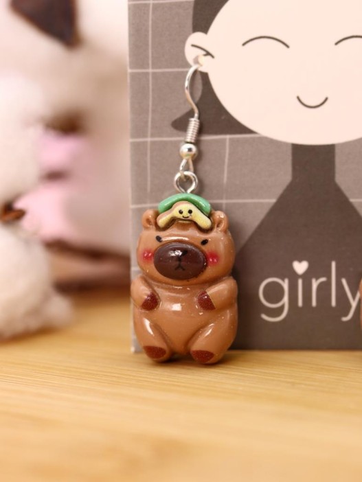 Серьги акриловые GIRLY "Капибара с черепахой" 