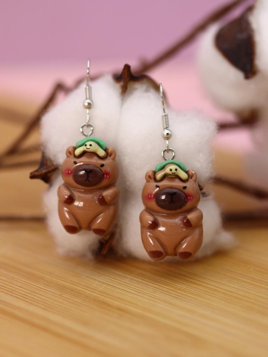 Серьги акриловые GIRLY "Капибара с черепахой" 