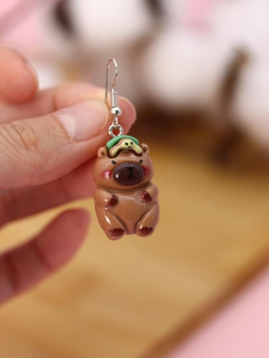 Серьги акриловые GIRLY "Капибара с черепахой" 