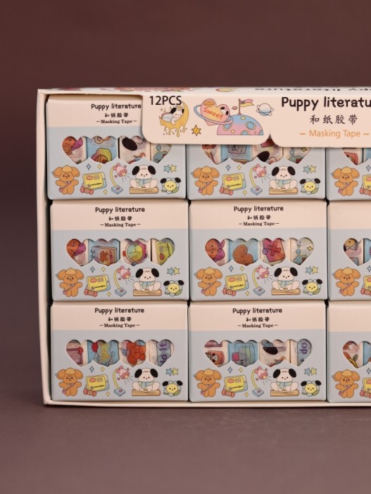 Набор декоративного скотча 4 шт. &quot;Puppy literature&quot;, blue, шоу-бокс 12 шт. 