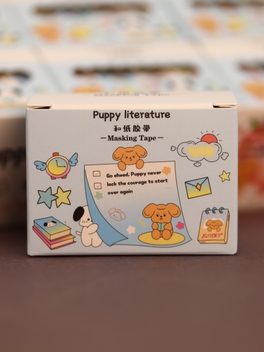 Набор декоративного скотча 4 шт. &quot;Puppy literature&quot;, blue, шоу-бокс 12 шт. 