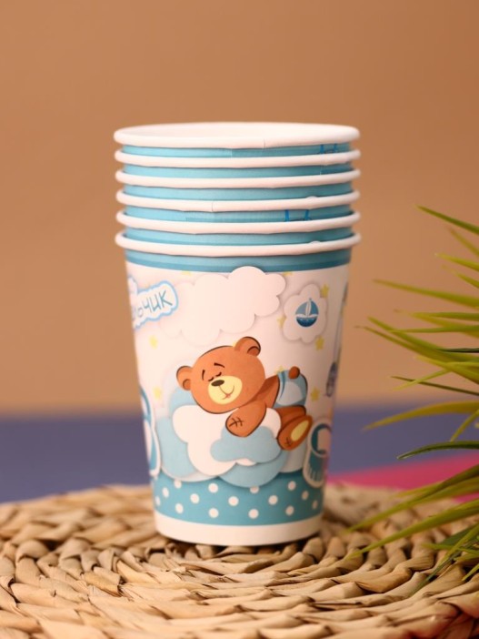 Набор бумажных стаканов 6 шт. С новорожденным &quot;У нас мальчик&quot; (250 мл) 