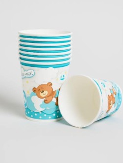 Набор бумажных стаканов 6 шт. С новорожденным "У нас мальчик" (250 мл)