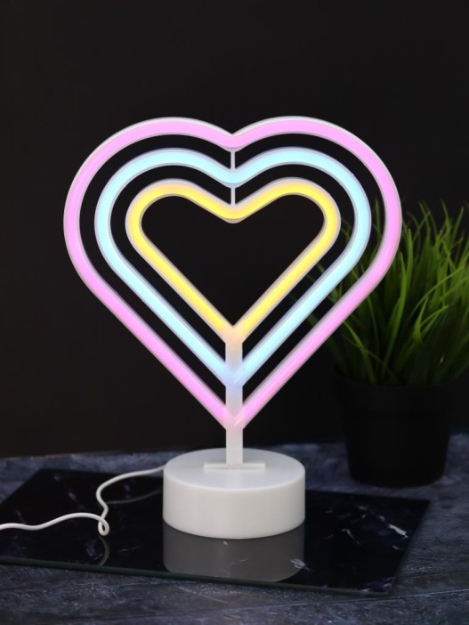 Неоновый LED ночник настольный &quot;Native hearts&quot;, свечение mix (28*23 см) 