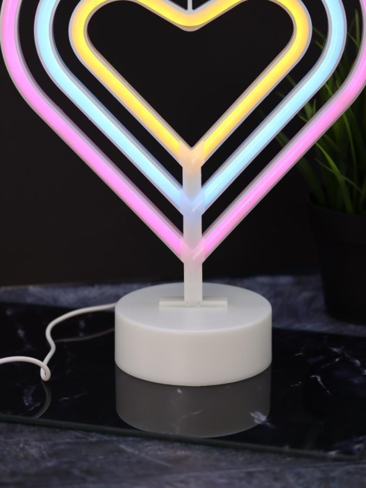 Неоновый LED ночник настольный &quot;Native hearts&quot;, свечение mix (28*23 см) 