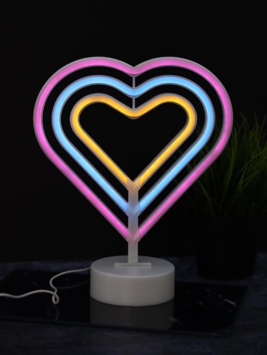 Неоновый LED ночник настольный &quot;Native hearts&quot;, свечение mix (28*23 см) 
