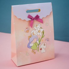 Пакет подарочный (S) «Girl with flowers», pink (19.5*27*8.6)