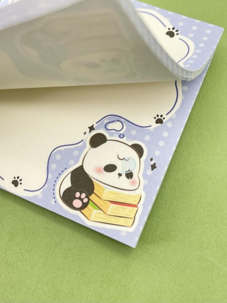Блок стикер для записей "Panda", blue