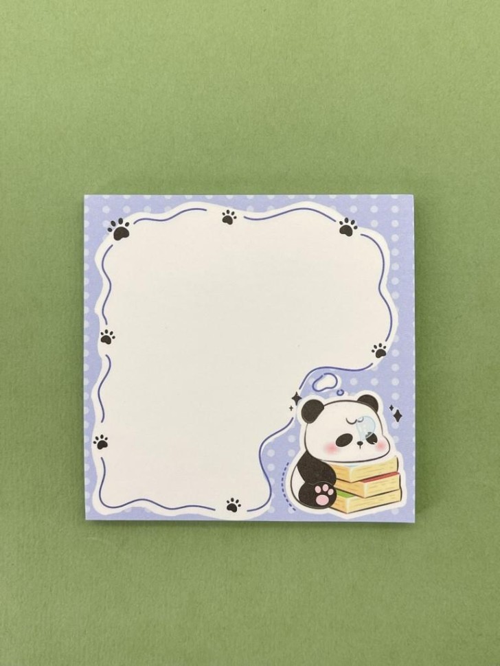 Блок стикер для записей "Panda", blue